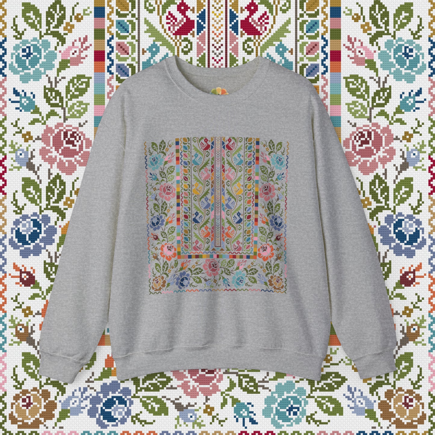 Floral Tatreez Crewneck - Adult