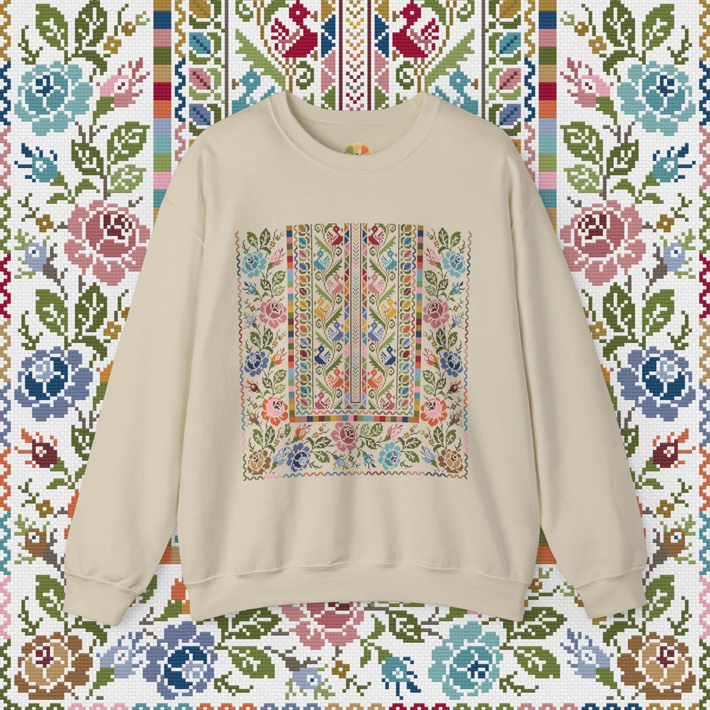 Floral Tatreez Crewneck - Adult