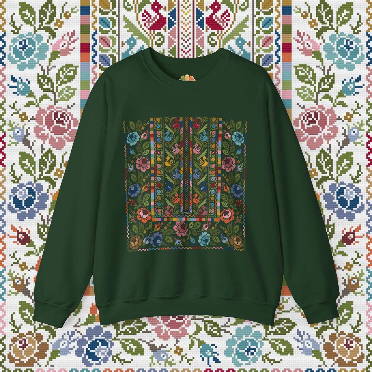 Floral Tatreez Crewneck - Adult