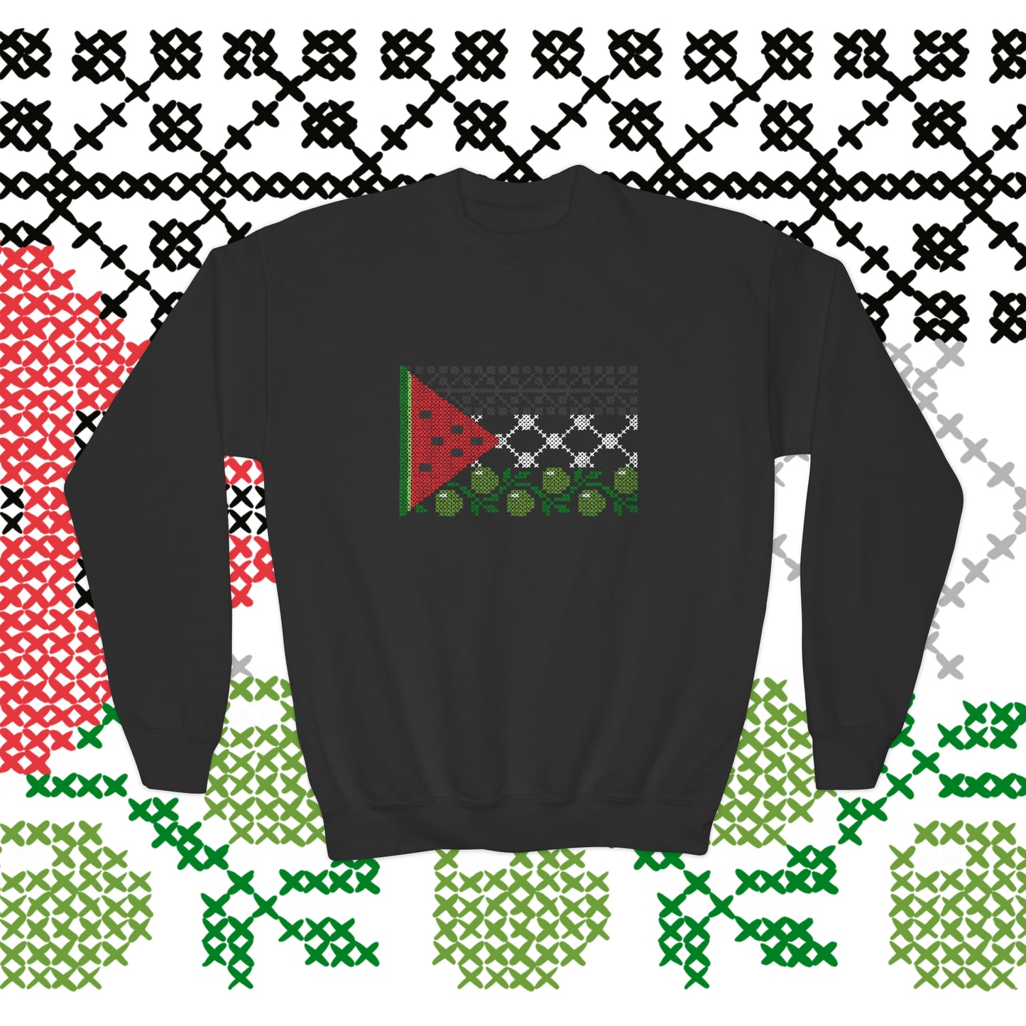 Tatreez Palestine Flag Crewneck - Kids