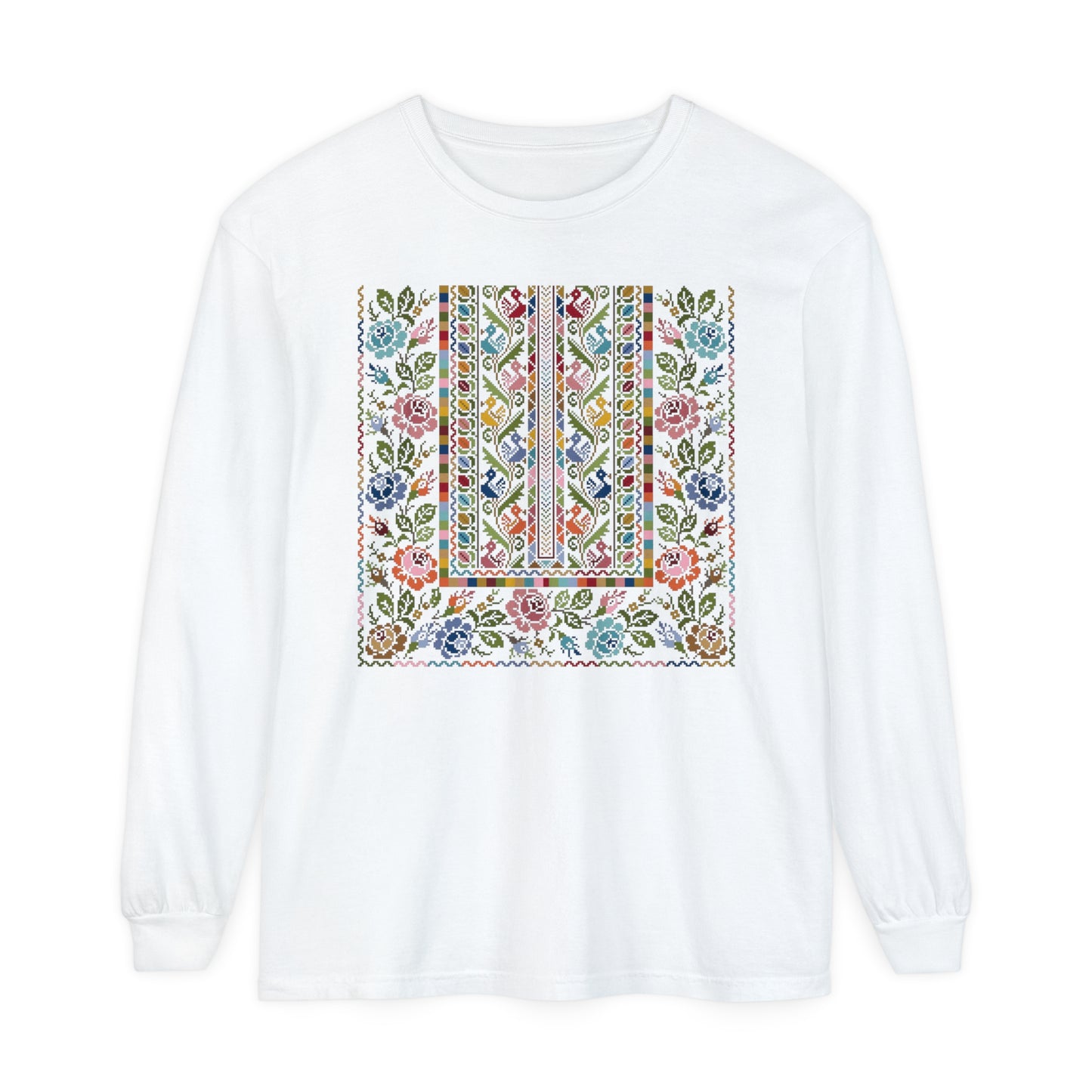 Floral Tatreez Long Sleeve T-Shirt - Adult