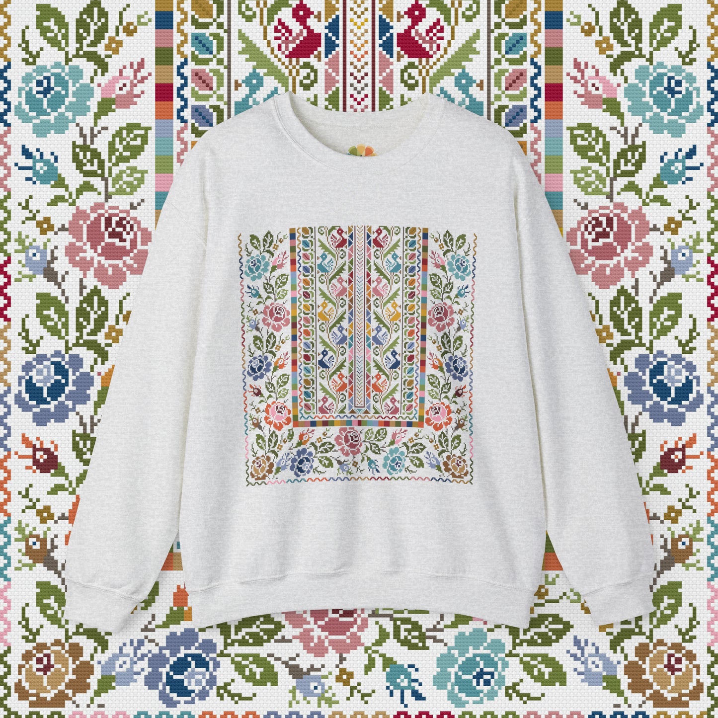 Floral Tatreez Crewneck - Adult