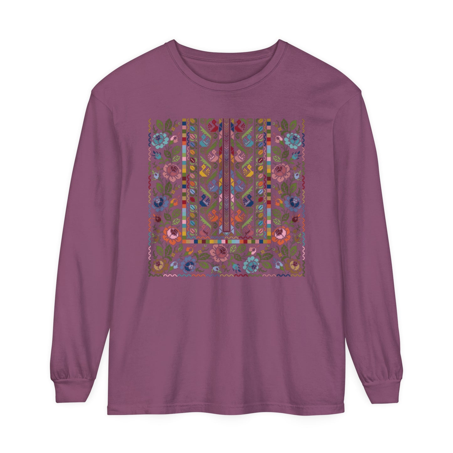 Floral Tatreez Long Sleeve T-Shirt - Adult