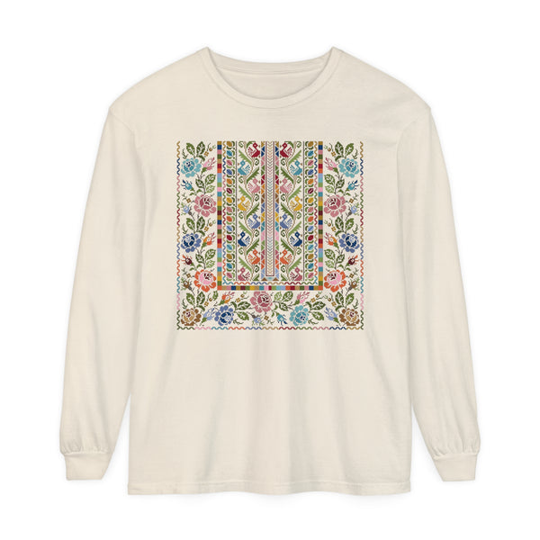 Floral Tatreez Long Sleeve T-Shirt - Adult