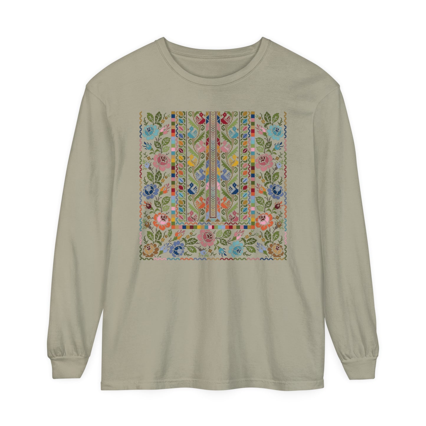 Floral Tatreez Long Sleeve T-Shirt - Adult