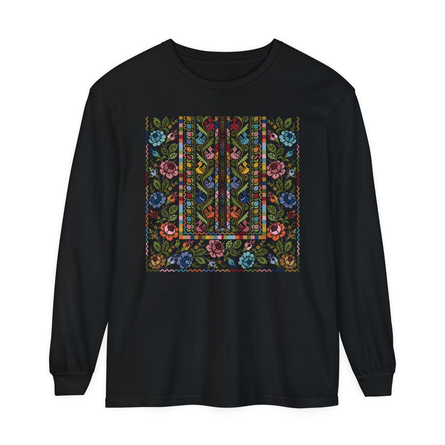 Floral Tatreez Long Sleeve T-Shirt - Adult