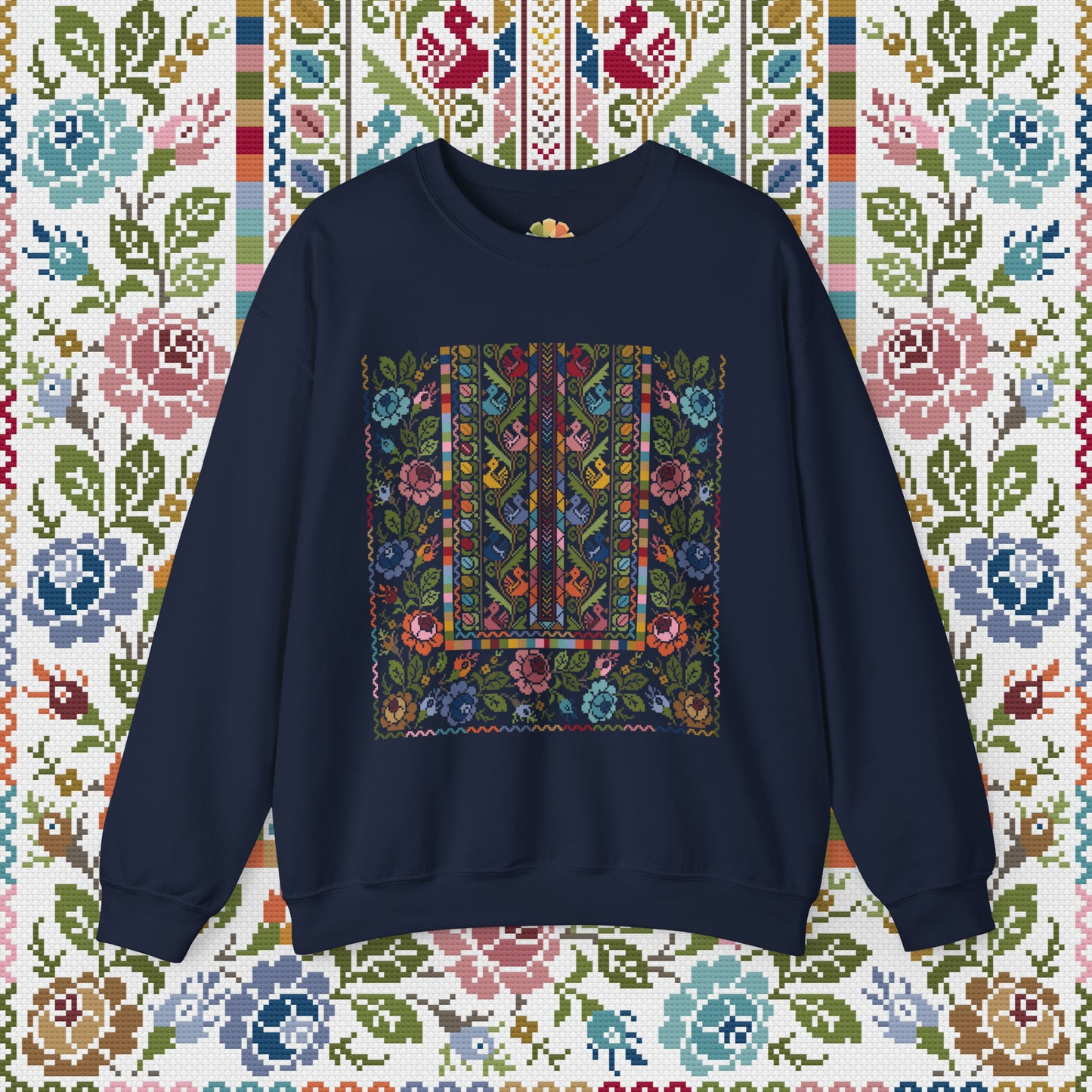 Floral Tatreez Crewneck - Adult