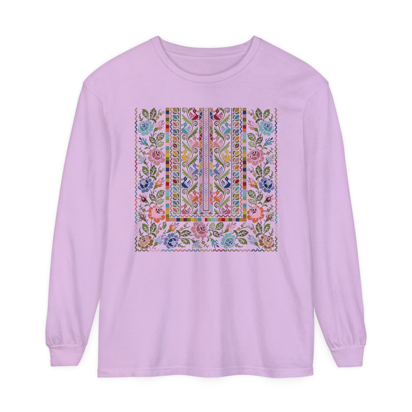Floral Tatreez Long Sleeve T-Shirt - Adult