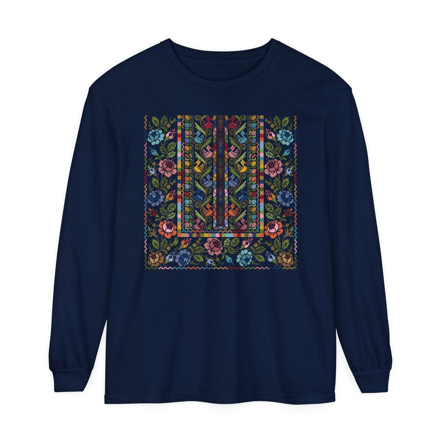 Floral Tatreez Long Sleeve T-Shirt - Adult