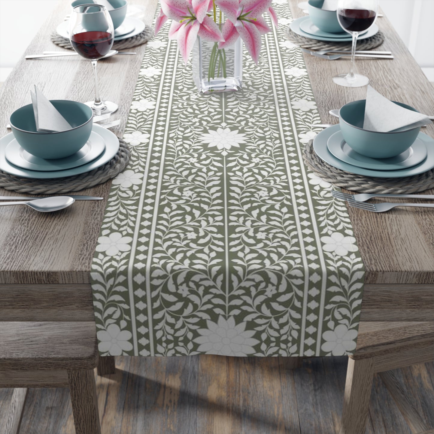 Olive Bone Inlay Table Runner