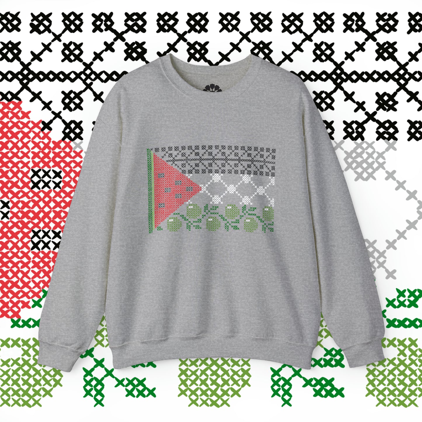 Tatreez Palestine Flag Crewneck - Adult