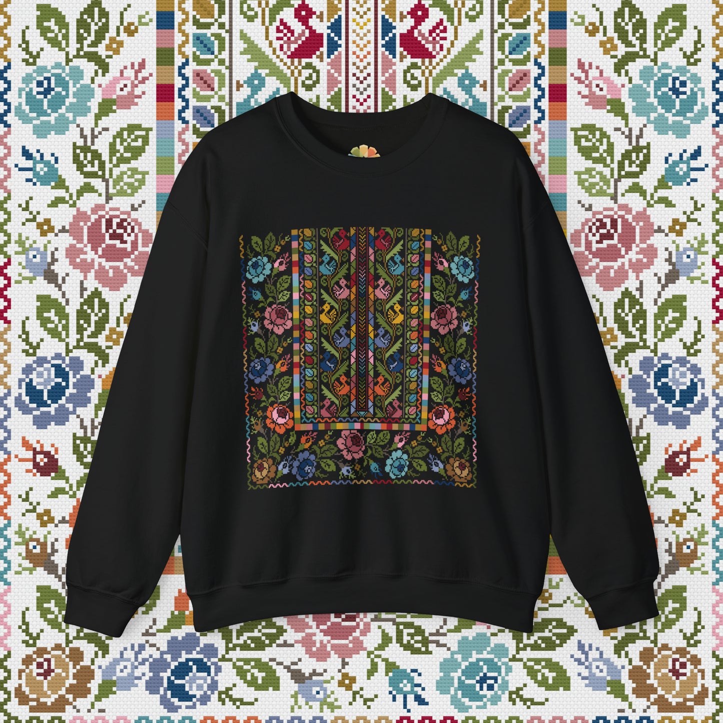 Floral Tatreez Crewneck - Adult