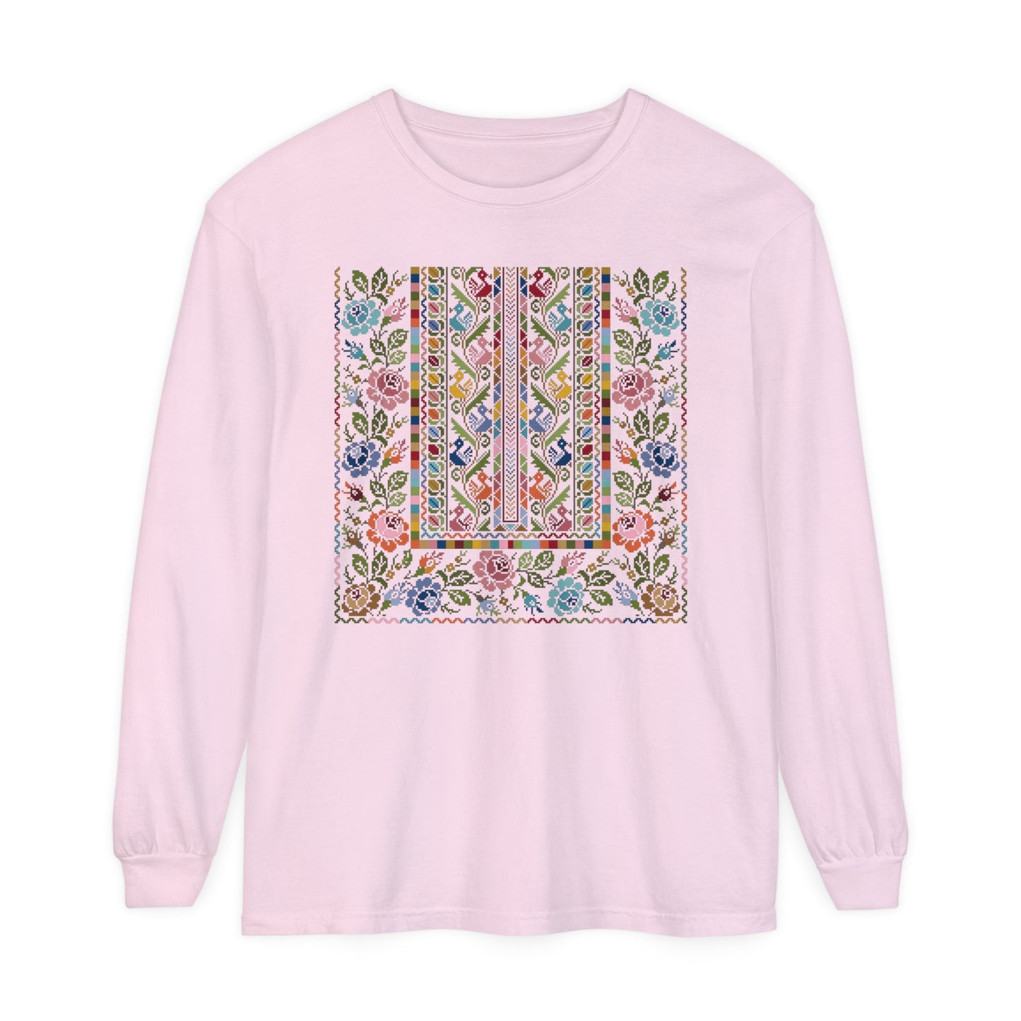 Floral Tatreez Long Sleeve T-Shirt - Adult
