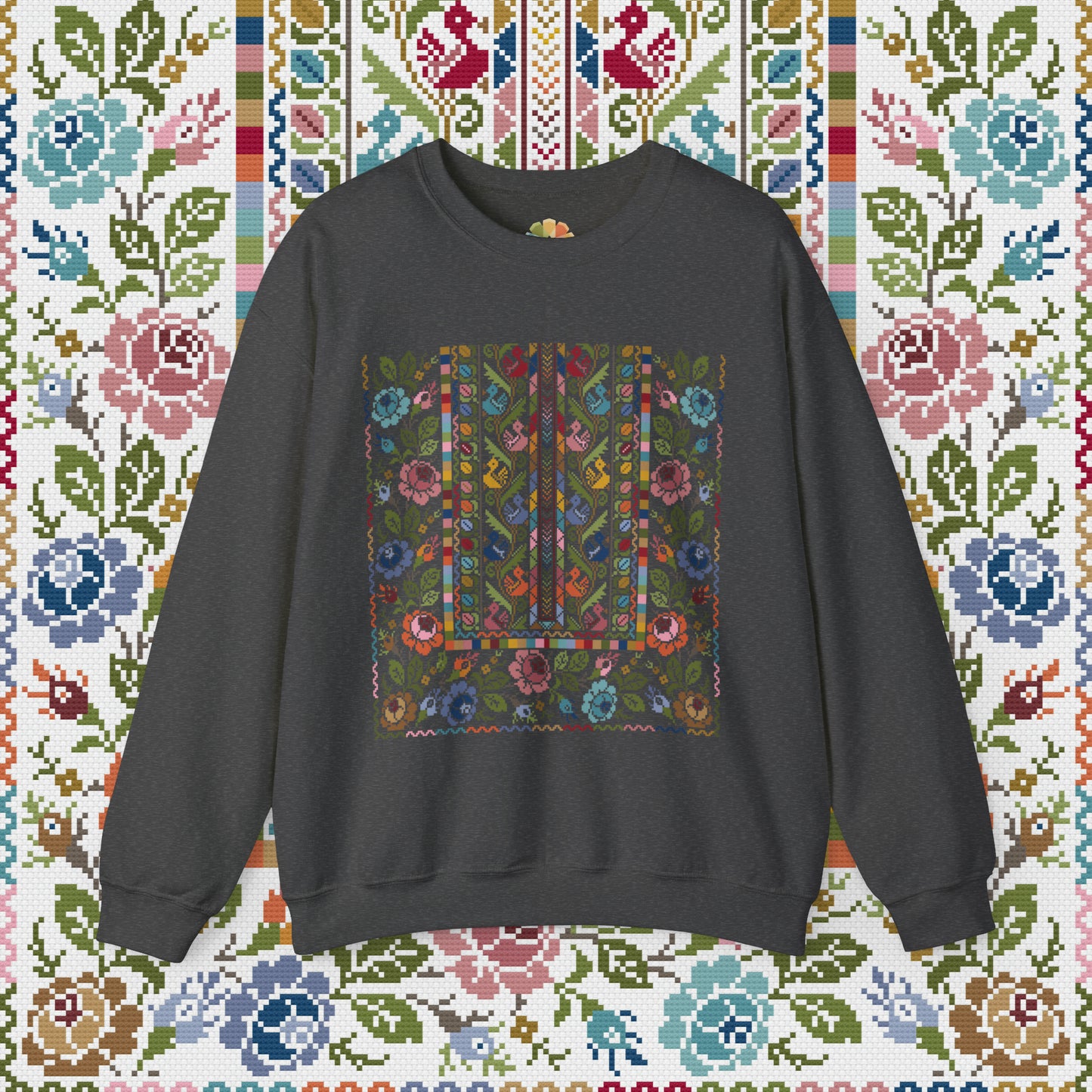 Floral Tatreez Crewneck - Adult