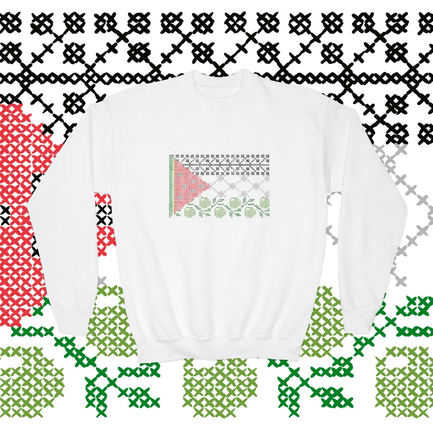 Tatreez Palestine Flag Crewneck - Kids
