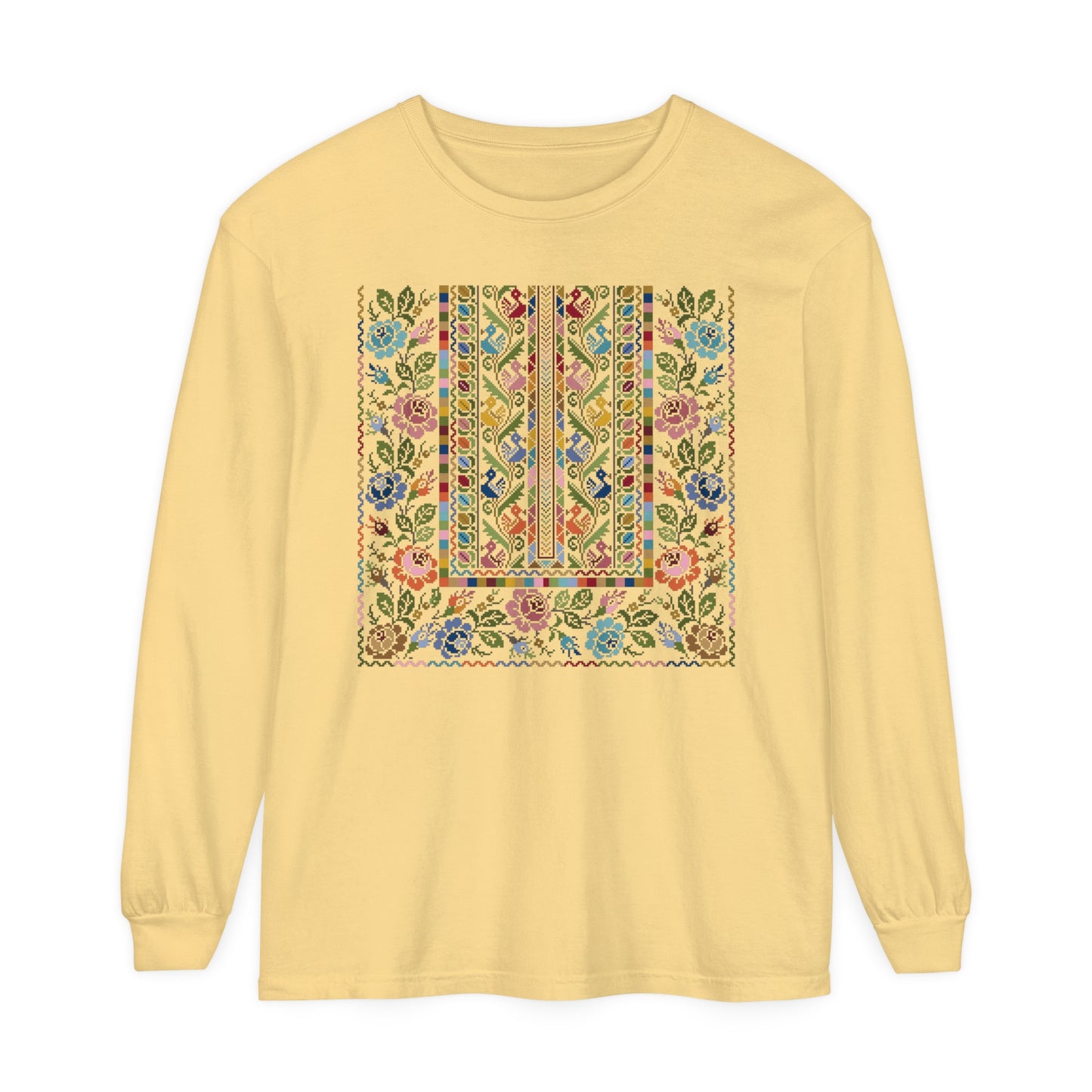 Floral Tatreez Long Sleeve T-Shirt - Adult