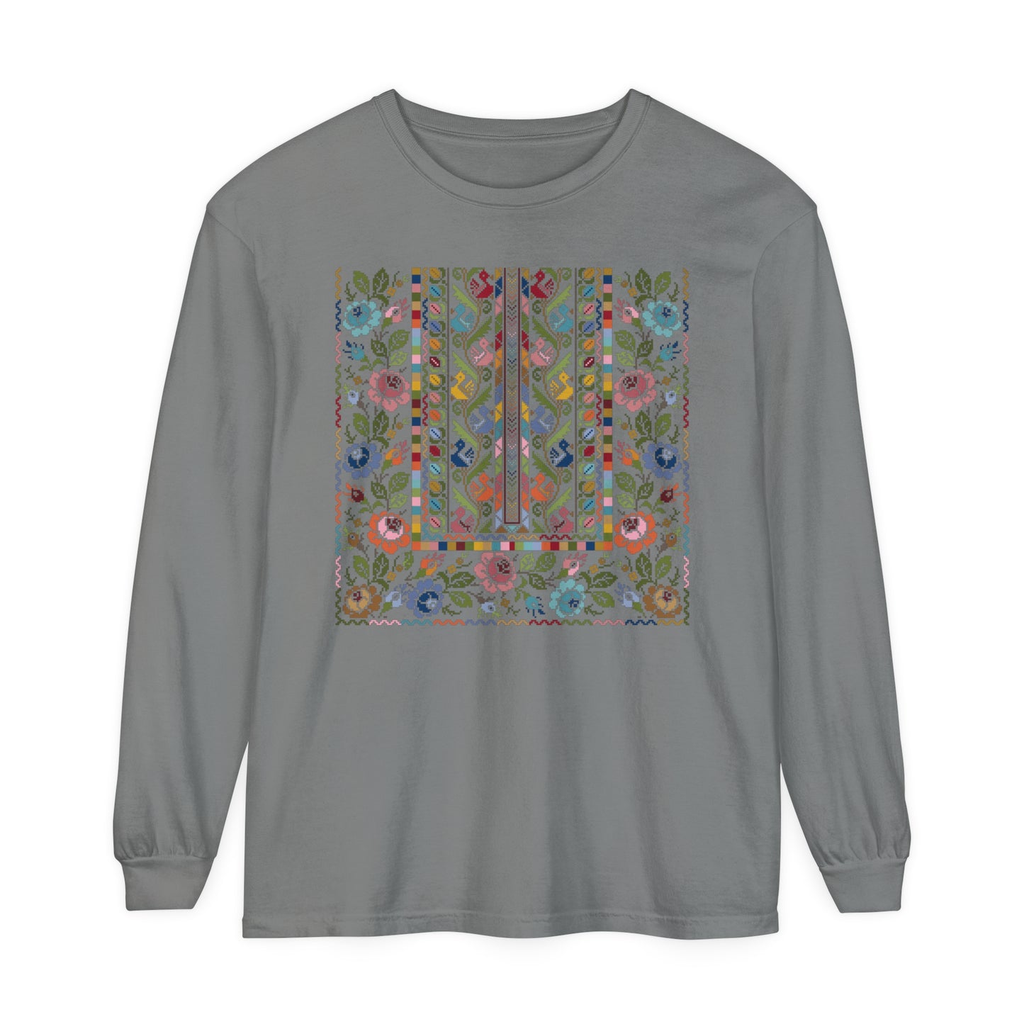 Floral Tatreez Long Sleeve T-Shirt - Adult