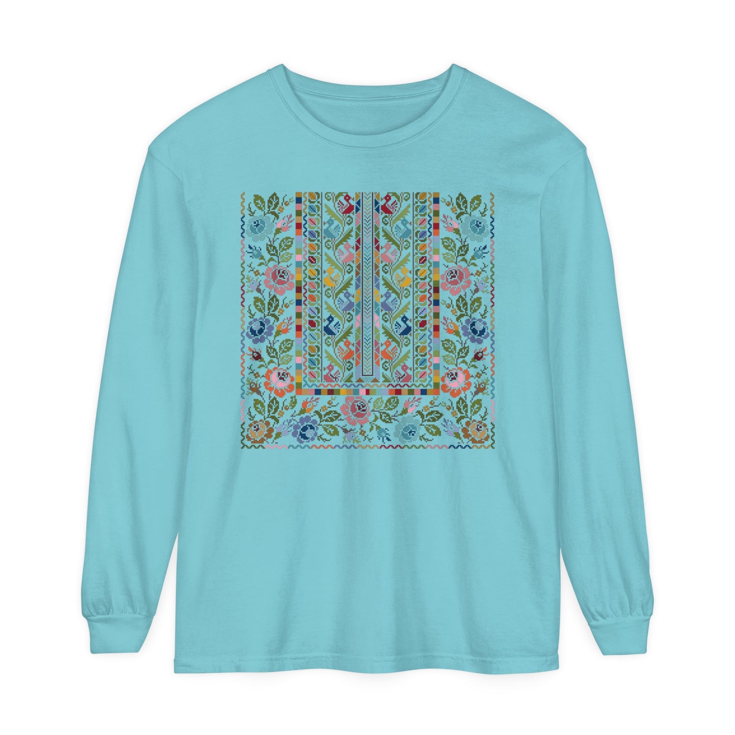 Floral Tatreez Long Sleeve T-Shirt - Adult