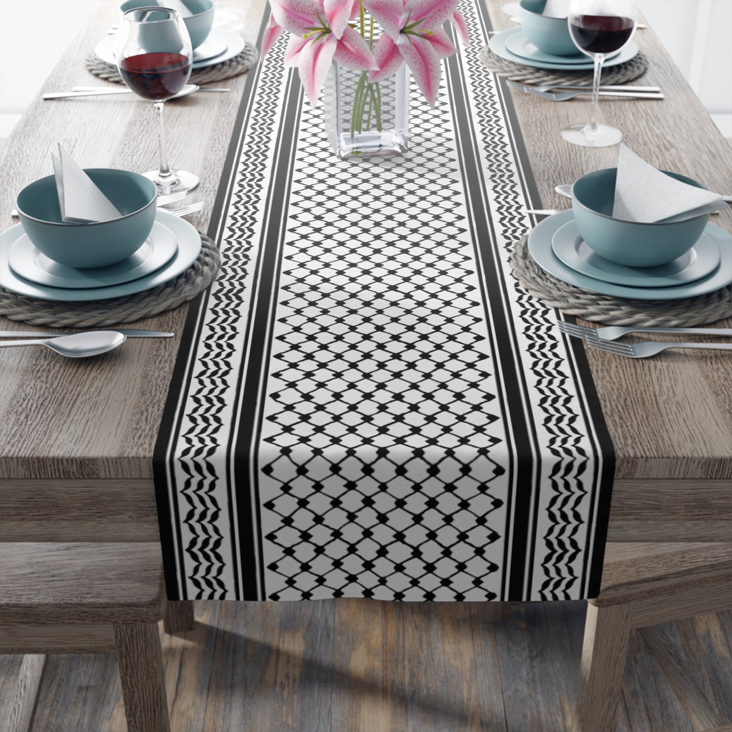 Black Keffiyeh Table Runner