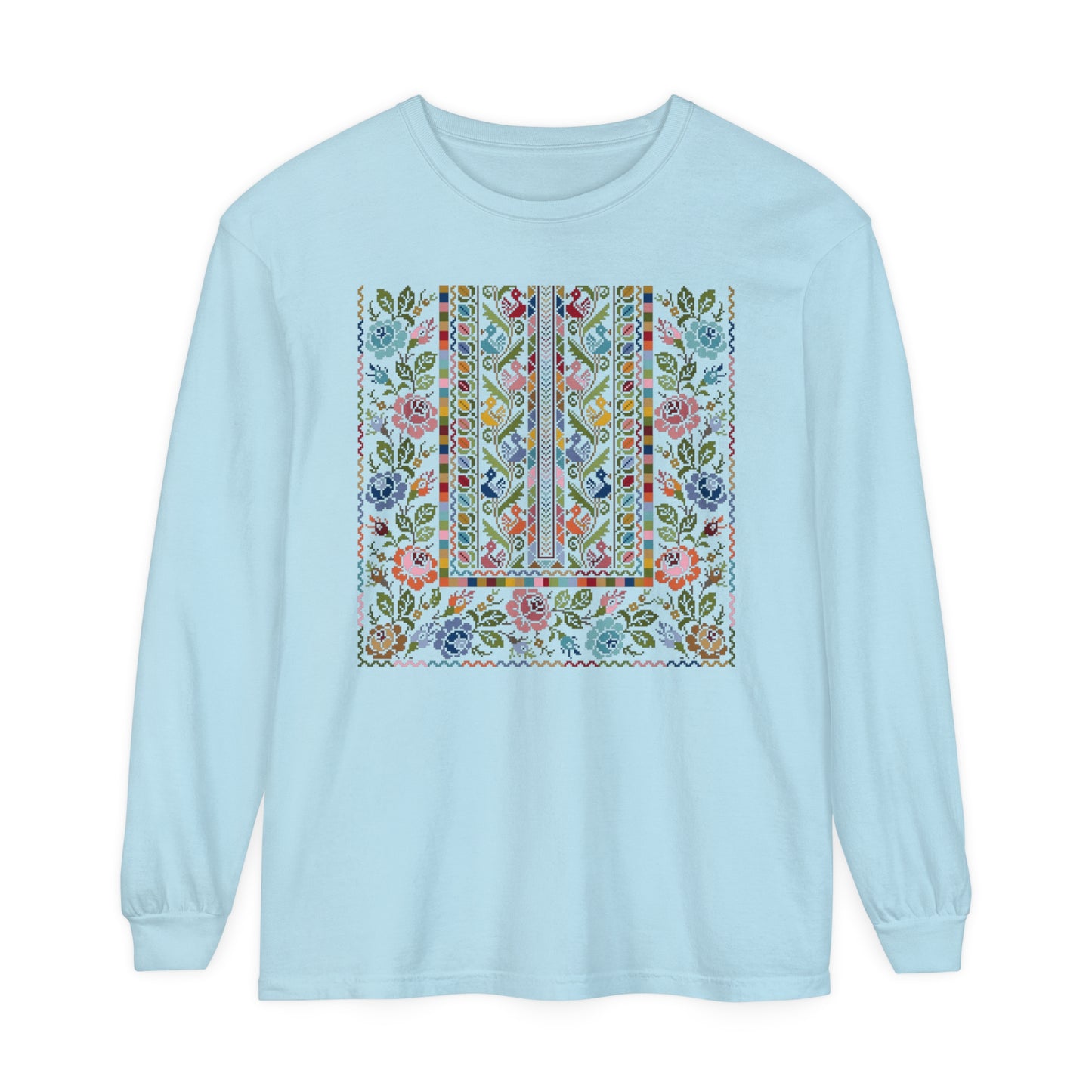Floral Tatreez Long Sleeve T-Shirt - Adult