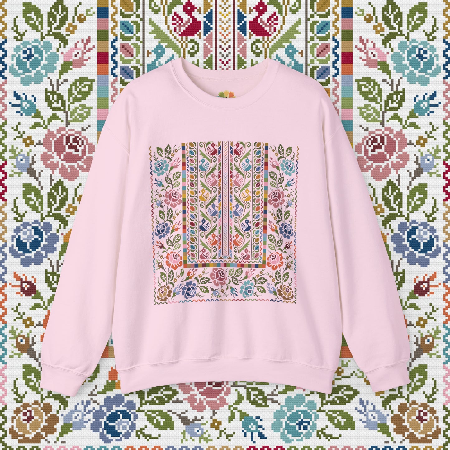 Floral Tatreez Crewneck - Adult