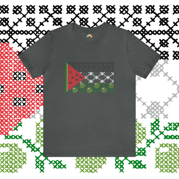 Tatreez Palestine Flag T-Shirt - Adult