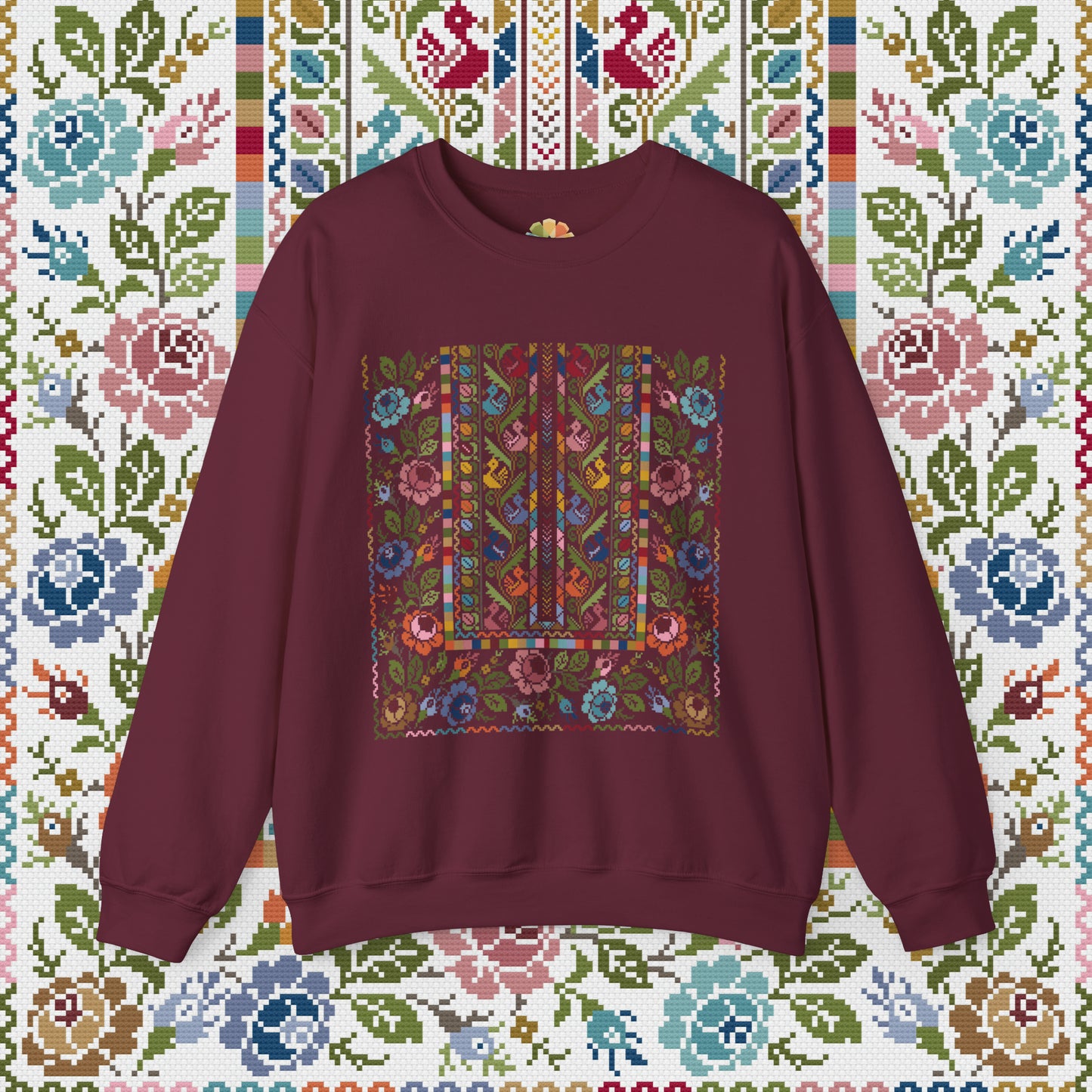 Floral Tatreez Crewneck - Adult