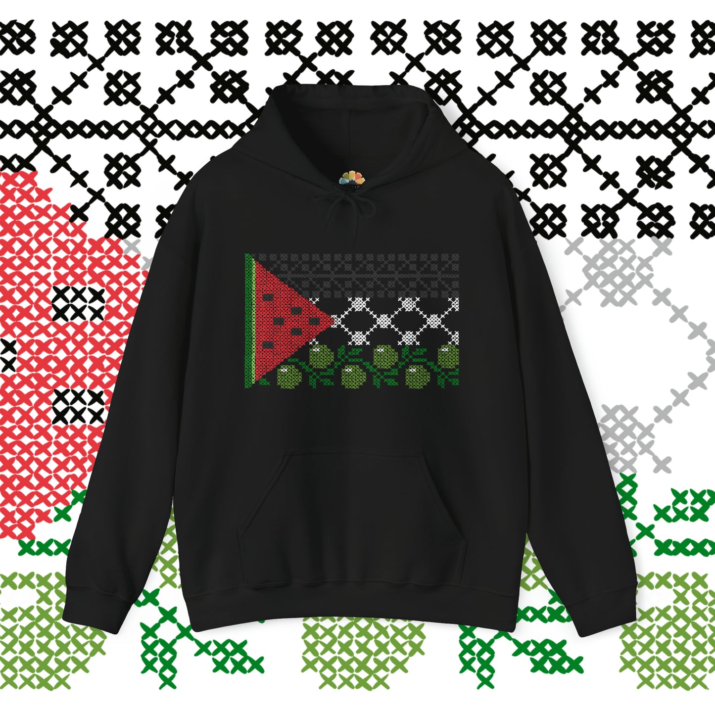 Tatreez Palestine Flag Hoodie - Adult