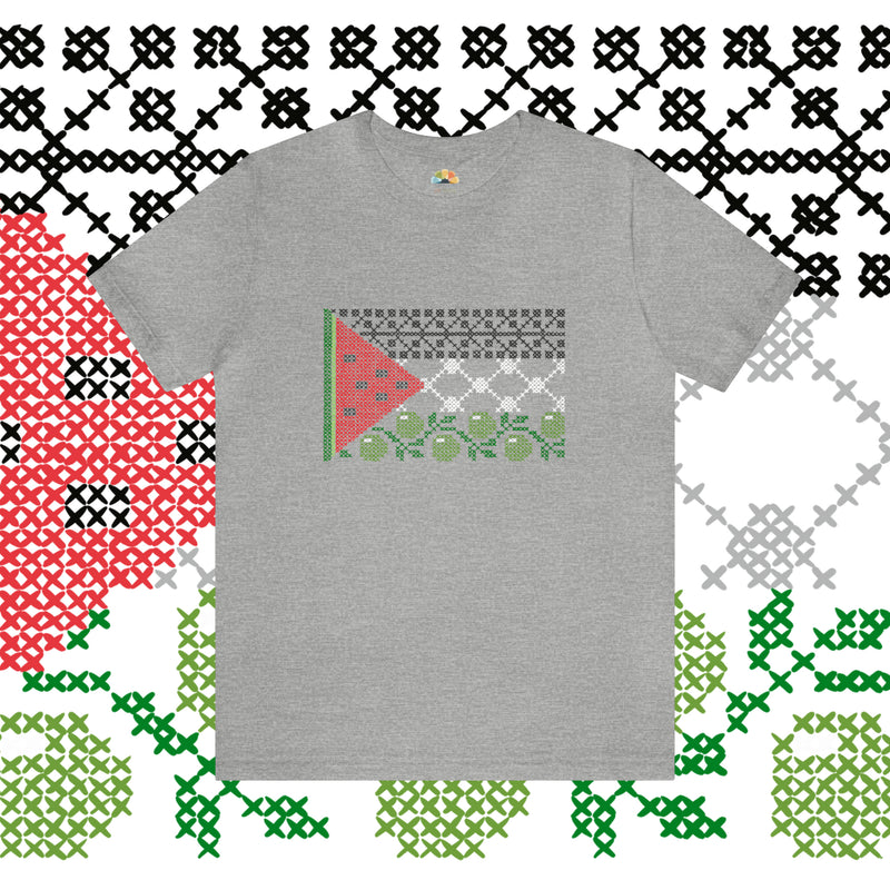 Tatreez Palestine Flag T-Shirt - Adult