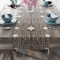 Brown Bone Inlay Table Runner