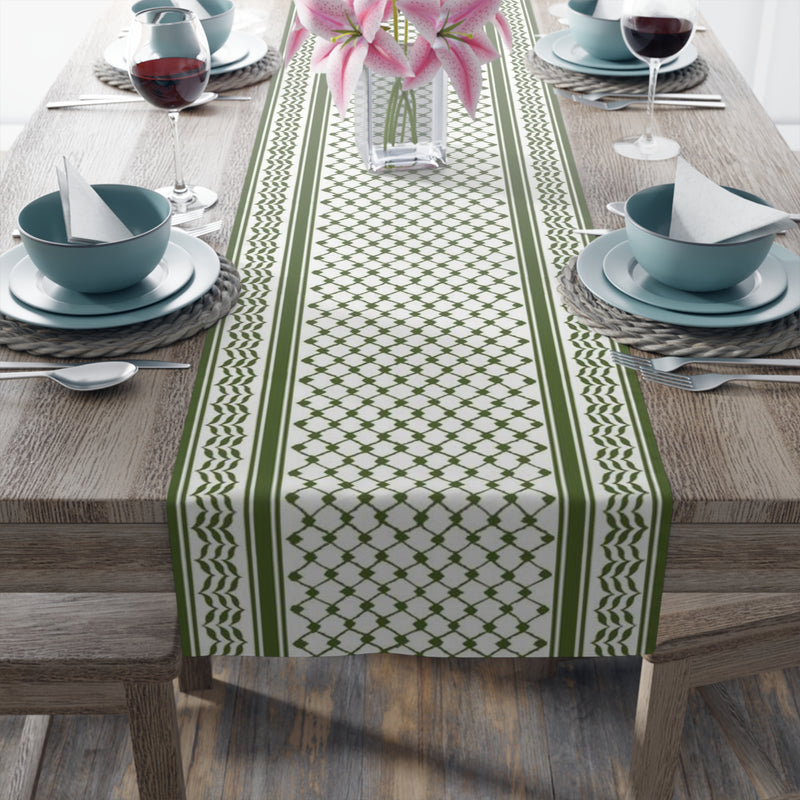 Olive Keffiyeh Table Runner