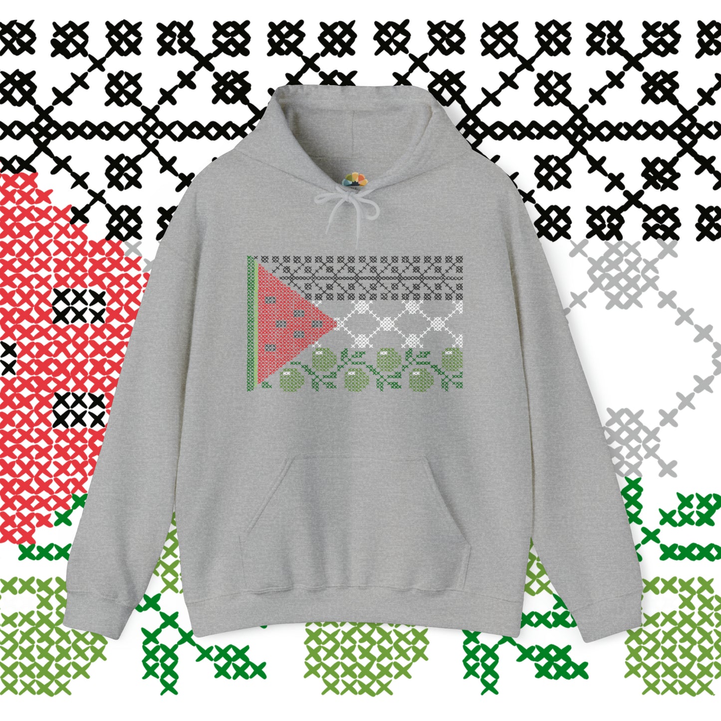 Tatreez Palestine Flag Hoodie - Adult