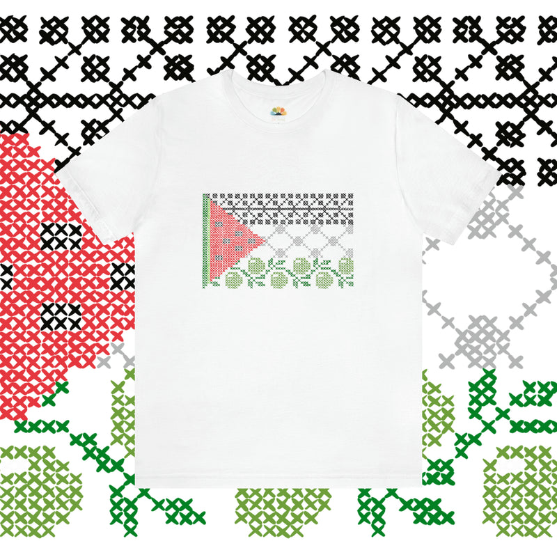 Tatreez Palestine Flag T-Shirt - Adult