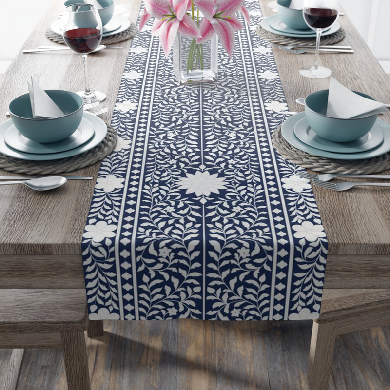 Navy Bone Inlay Table Runner