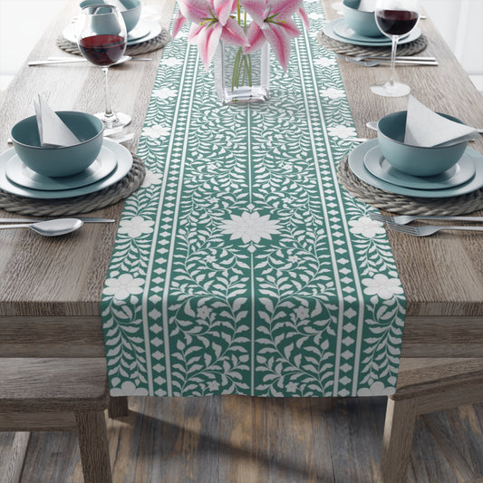 Teal Bone Inlay Table Runner