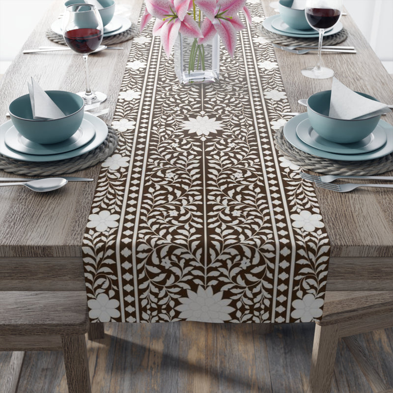 Brown Bone Inlay Table Runner