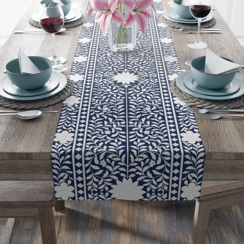 Navy Bone Inlay Table Runner